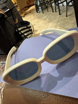 Vintage 1950s Sun Glasses White Plastic Square Shape - Image 1 of 4