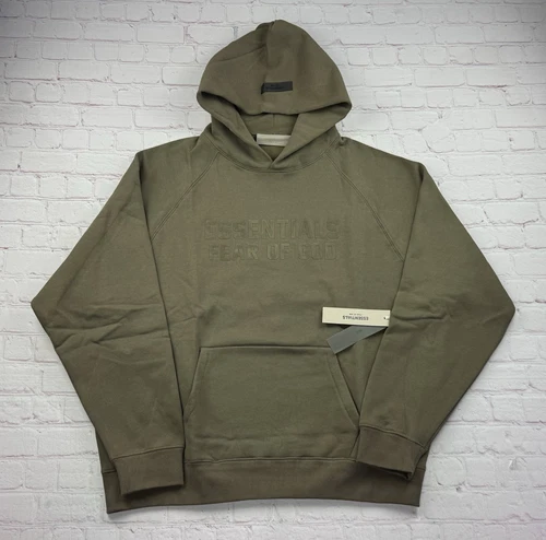 Taglia XL Felpa con cappuccio pullover Fear Of God Essentials verde FW22 100% autentica