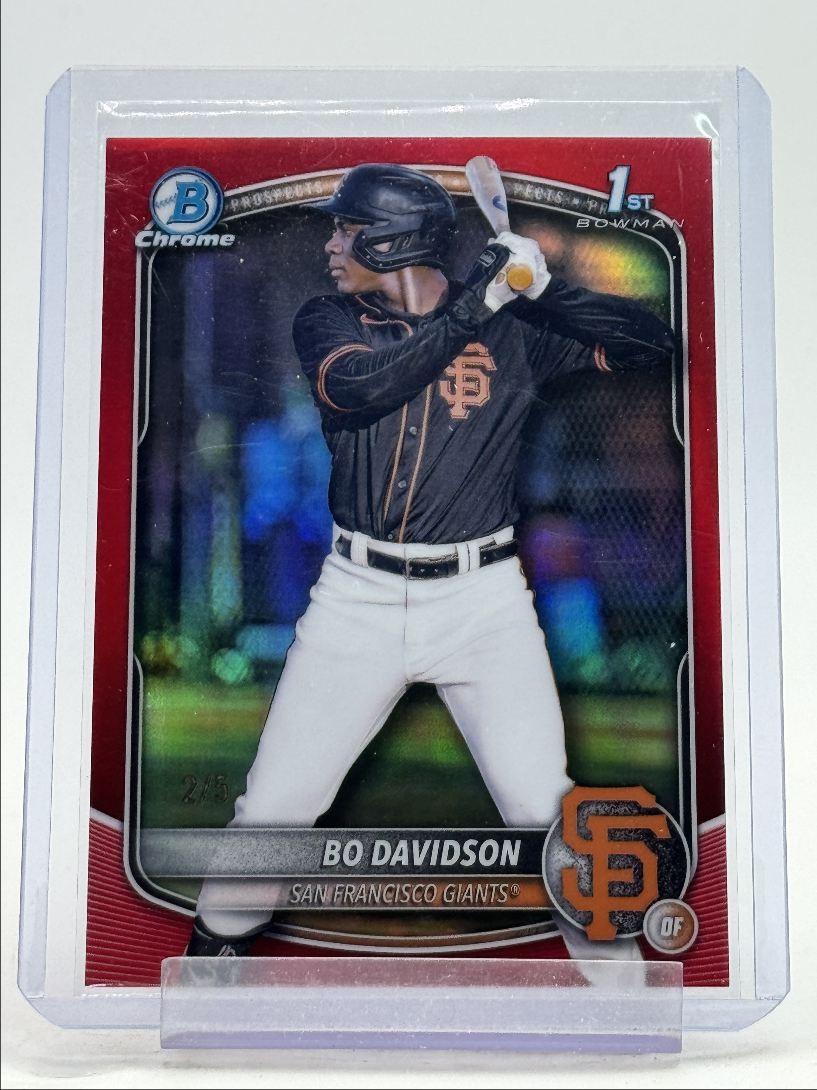 BO DAVIDSON 2025 BOWMAN CHROME 1ST BASEBALL RED REFRACTOR GIANTS /5 Q2277