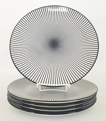 (5) ROYAL NORFOLK BLACK & WHITE SWIRL DASH 10.5'' DINNER PLATES