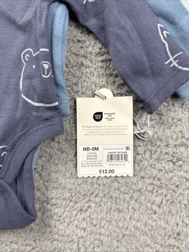 Cloud Island Baby Boys' 4pk Animals Cotton Long Sleeve Bodysuit - Blue -Newborn - Picture 3 of 8