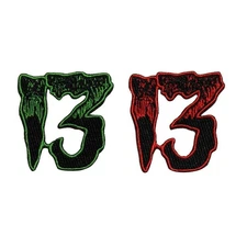 Number 13 Embroidered iron On Patch - Kreepsville 666 Unlucky OFFICIAL 08-G