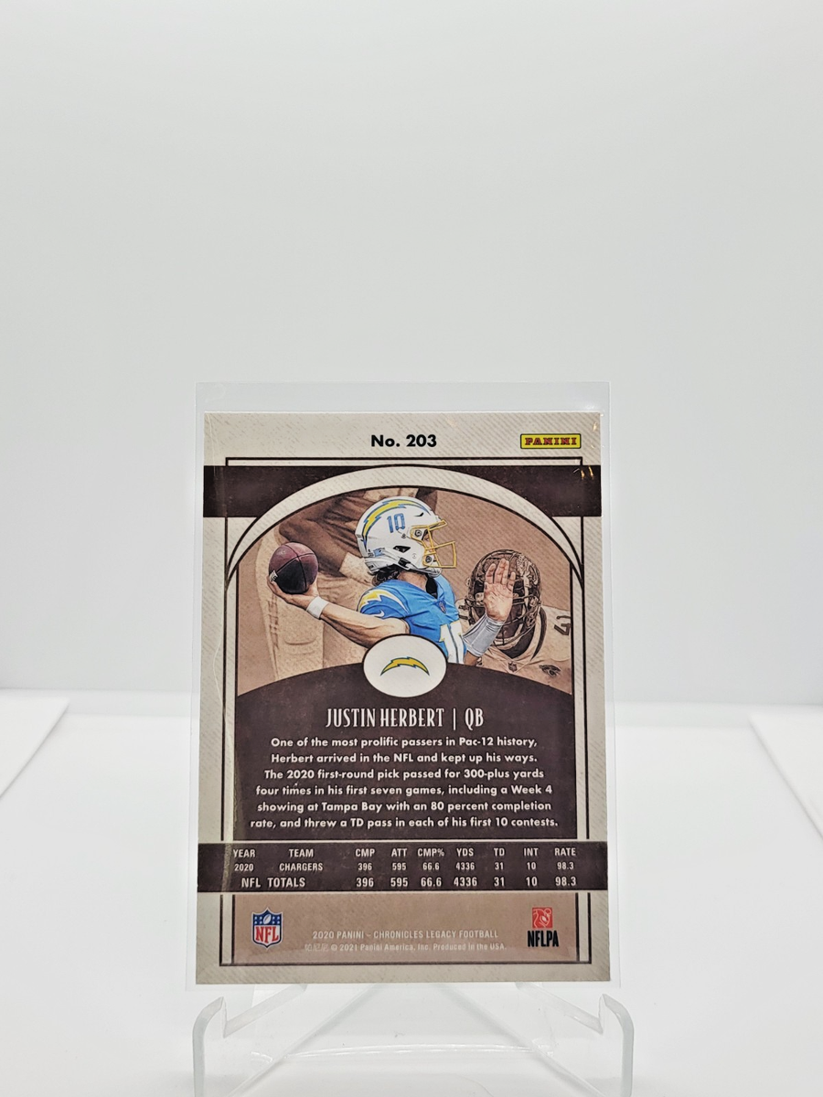 2020 Panini Chronicles Luminance JUSTIN HERBERT Rookie RC #203 LA