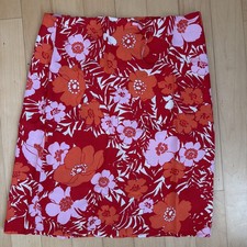 Esprit Women Skirt Size 5/6 Red Floral A-Line Summer Tropical Print Casual B2b