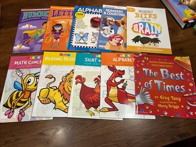 10 HOMESCHOOL Workbooks Pre-K Kindergarten Alphabet Numbers Letters Counting LOT