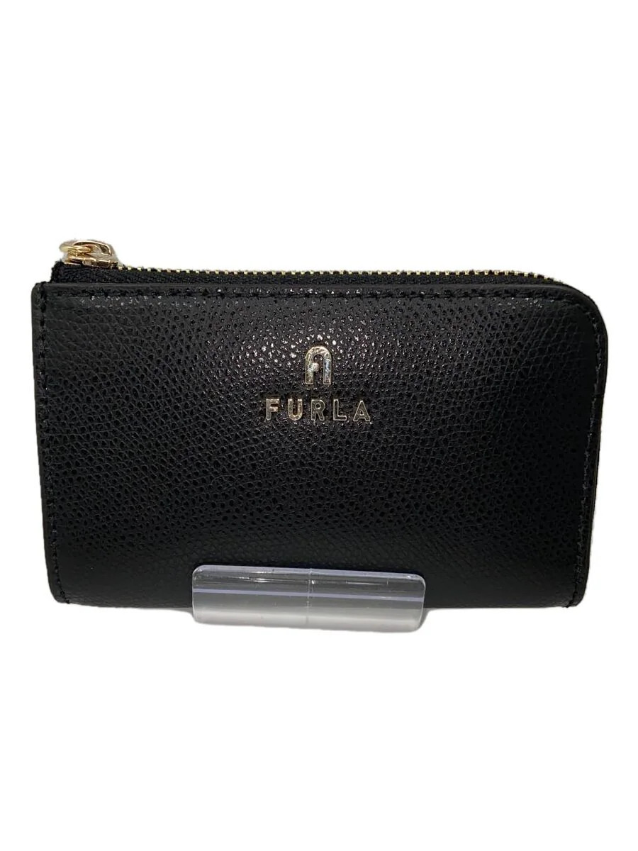 FURLA Wallet Key Case Leather Black Plain Women display picture 1