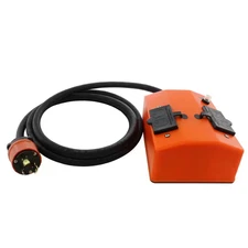 1.5 Ft. L5-30 3-Prong Locking Plug to PDU OUTLET BOX (GFCI and Breaker) with 4 O