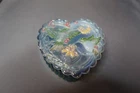 Vintage Fenton Hummingbird Heart Trinket Box Hand Painted Signed