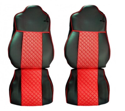 Set of Seat Covers Faux Leather Black and Red for DAF XF 106 (2015 - 2021)