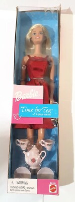 Vintage 2000 Mattel Barbie Time For Tea 4-Piece Tea Set, Toy Deals, Box Has Wear