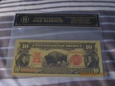 US Dollar Gold Banknote 10 USD and Shell Commemorative Uncurrency Collectibles