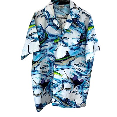 Swordfish Mens High Seas Marlin Short Sleeve Shirt XL Lucky Fish Hawaii Hawaiian