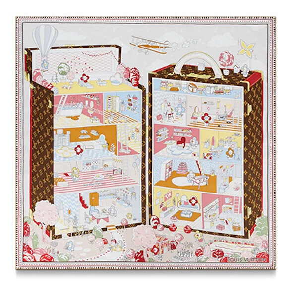 Louis Vuitton Scarf Stole Vivienne World M78127 Accessory Silk  