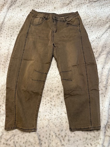 womens rust colored barrel leg jeans size XXL