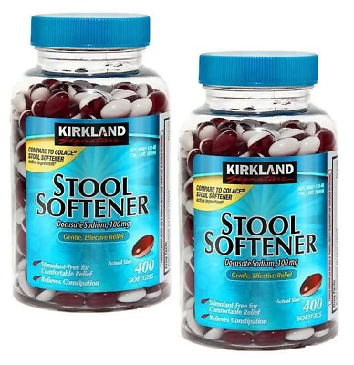 2 Packs Kirkland Signature 100mg Stool Softener Docusate Sodium 400 solfgel