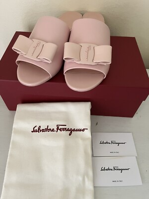 NIB Salvatore Ferragamo Women Pink Leather Sandal Shoe Size 9 Wide