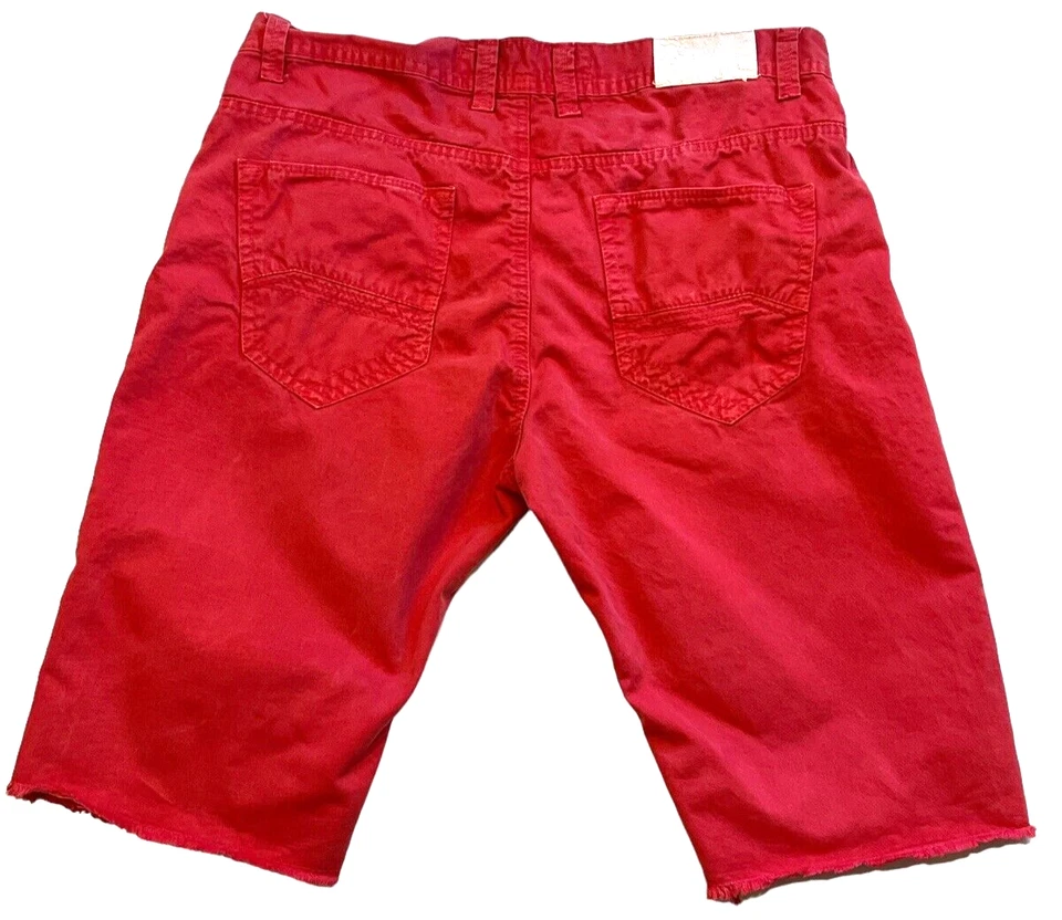 Pantalones Cortos Jordan Craig Para Hombres 34 Rojo Deshilachado Dobladillo 5 Bolsillos Chino Algodón Y2K 12" Entrepierna Foto 2 de 4