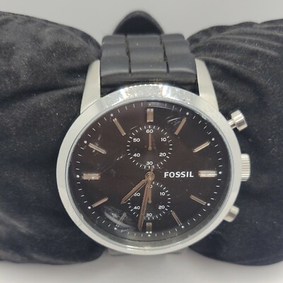 Fossil Townsman FS4866 Men's Black Silicone Analog Dial Quartz