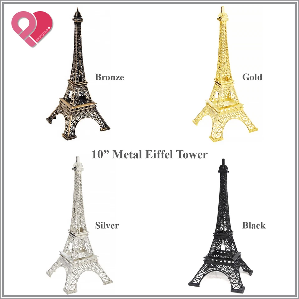 1-12 Torre Eiffel Metal Estatua Escultura París Boda Pastel Topper Centro de mesa Foto 3 de 4