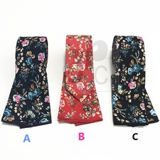 Cotton Skinny Slim 2.25" Floral Paisley Neck tie and  Pocket Square Hankie 180