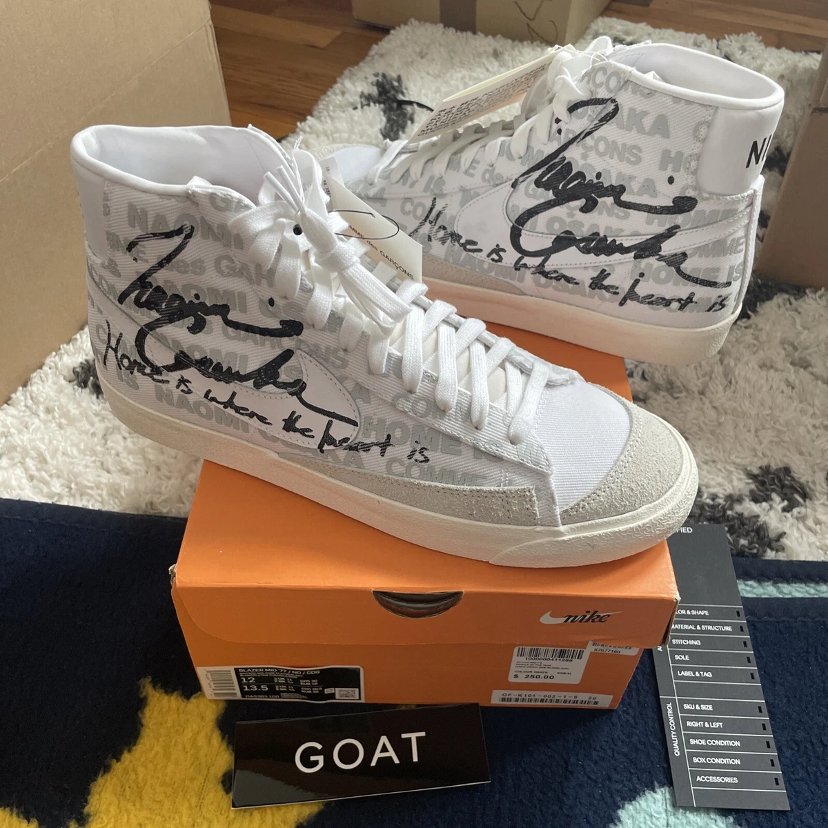 NAOMI OSAKA COMME DES GARCONS HOMME NIKE BLAZER MID VNTG 77 (DA5383-100) US 12