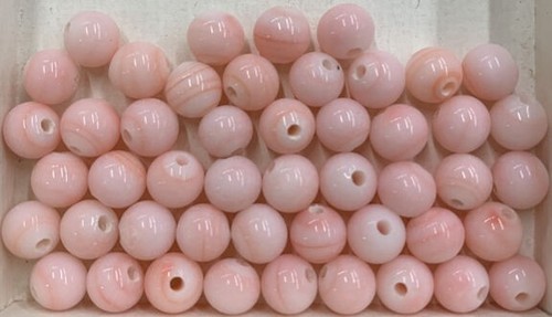 Vintage 1960s Pink Glass Rose Beads Set of 48 (6mm) Loose New Old Stock NOS