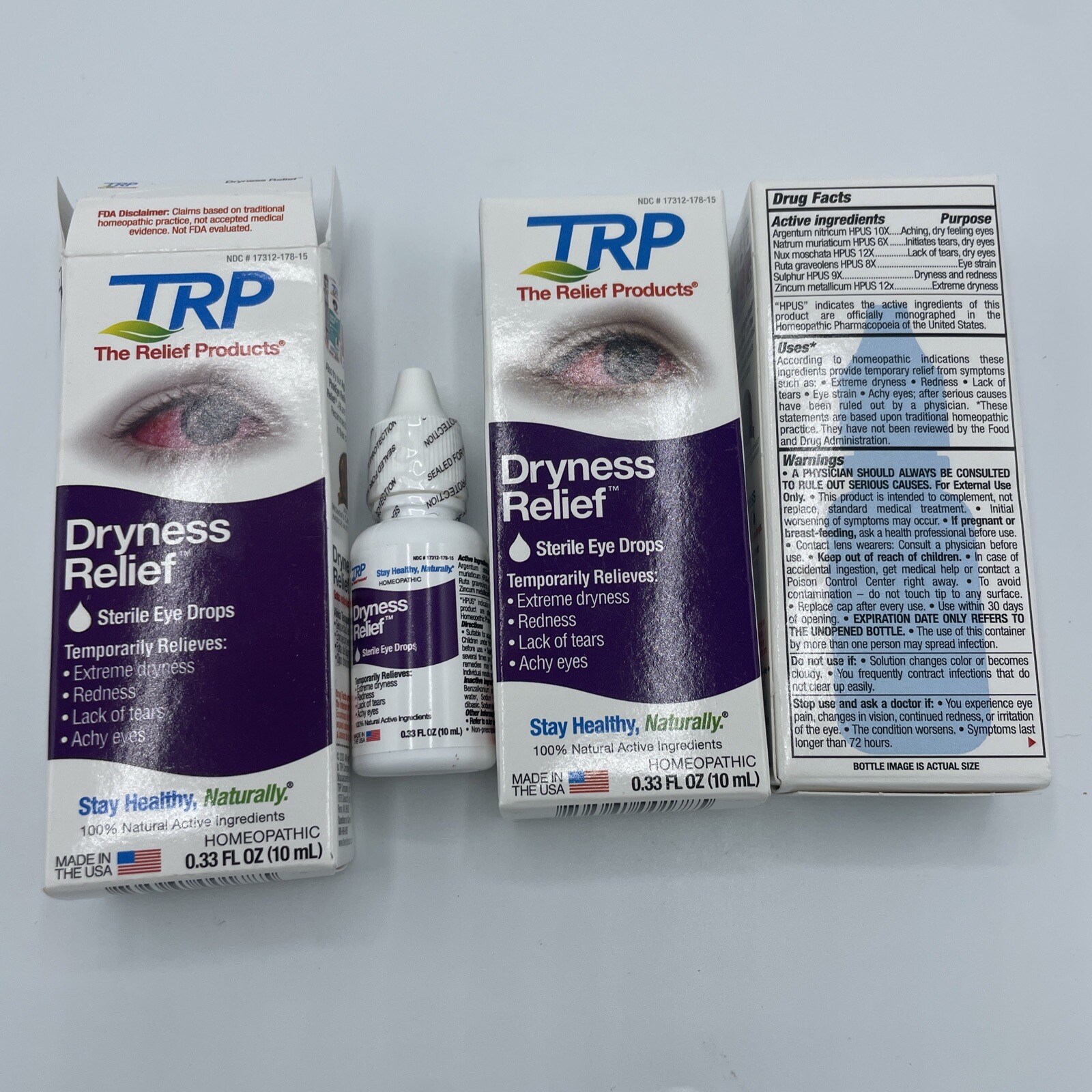 3 Pk The Relief Products Natural Eyes Dryness Relief Eye Drops exp 06/2024