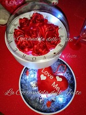 Cofanetto portagioie con Rose e Fiori scatola san valentino regalo BACI lei lui
