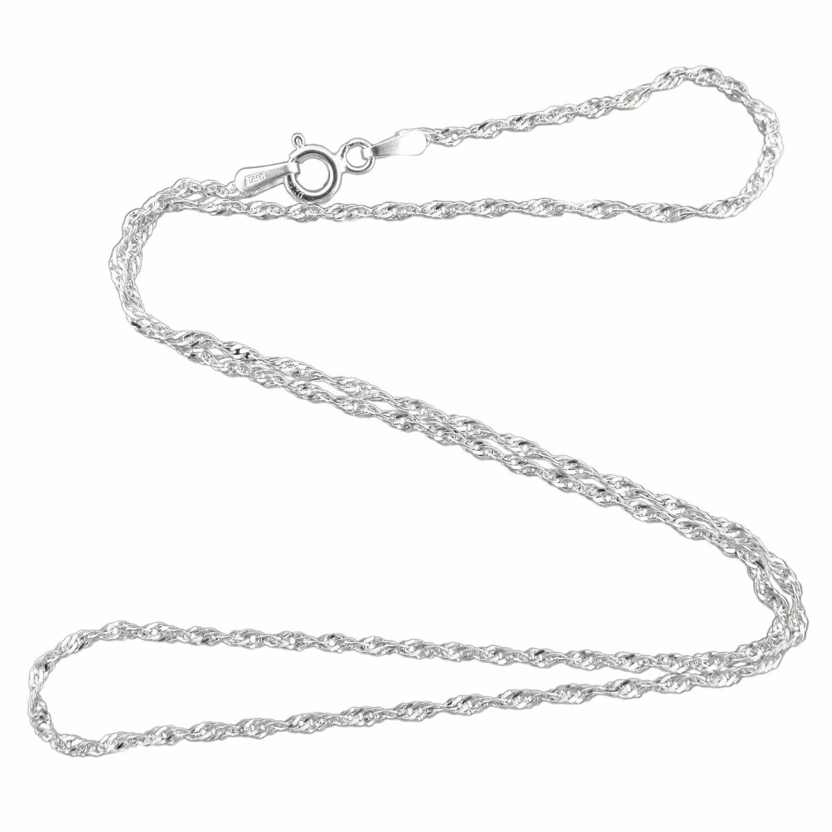 Sterling Silver Singapore Chain Necklace 1.5mm Italy 16 Sterling Silver Singapore Chain Necklace 1.5mm Italy 16