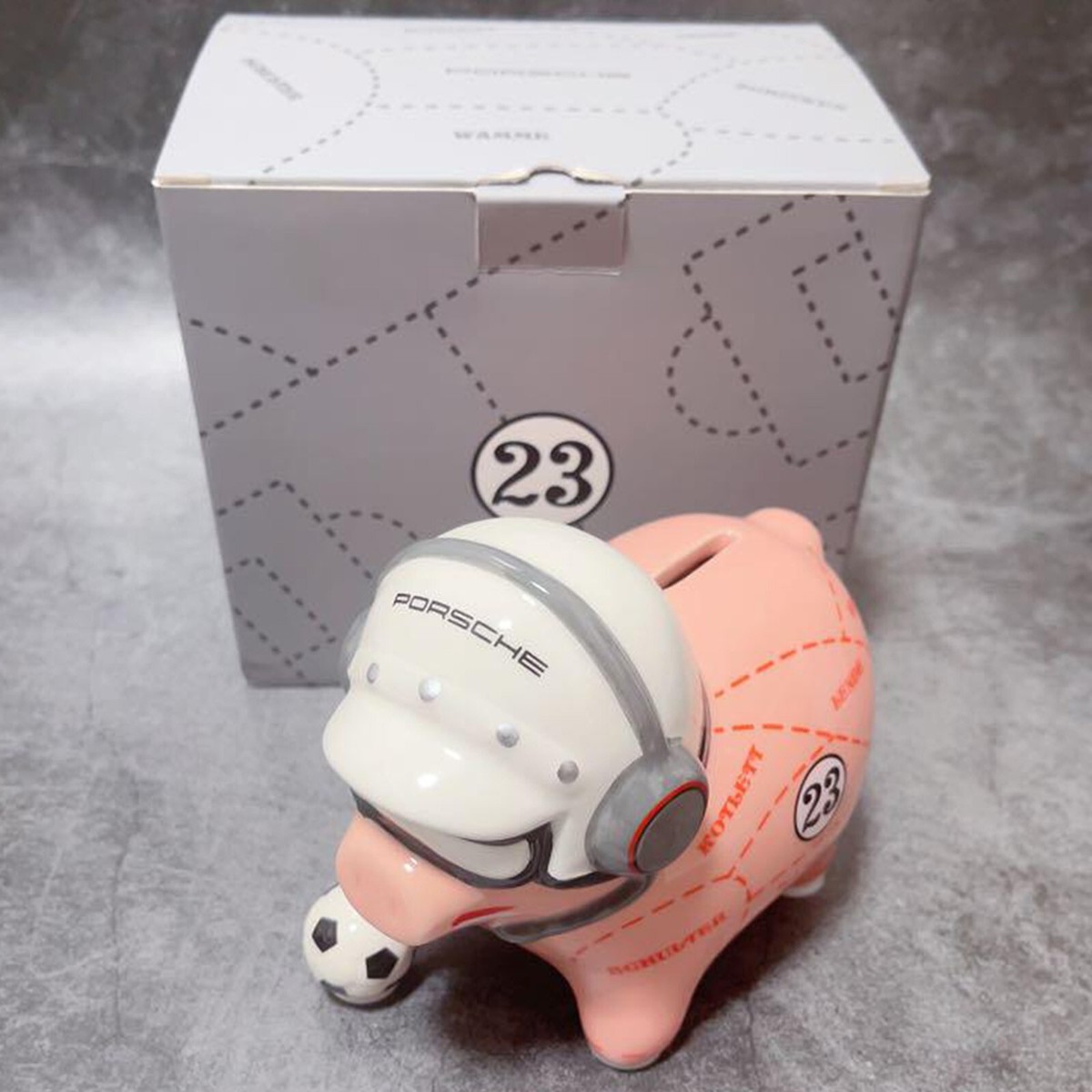 PORSCHE Pink Pig Ceramic Piggy Bank Qatar Soccer Football World