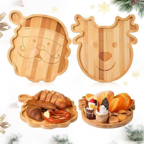 Charcuterie Board Natural Wood Christmas Tree Platter For Butcher Block Cheese - Picture 4 of 12