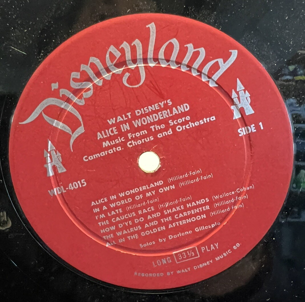 RARE Walt Disney's ALICE IN WONDERLAND Disneyland Record WDL-4015