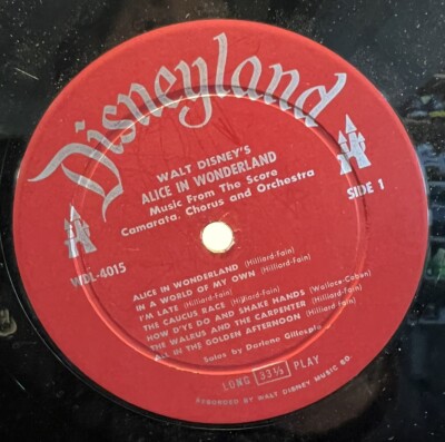 RARE Walt Disney's ALICE IN WONDERLAND Disneyland Record WDL-4015