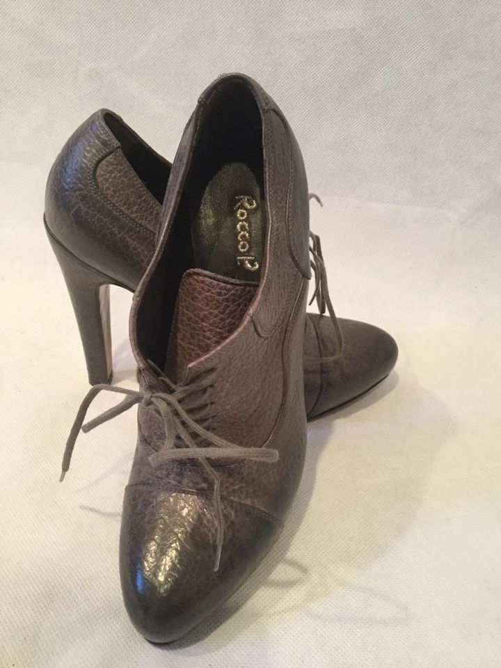 ROCCO P. Damas Corbata Cuero Oxford Tacón Alto-Croc Repujado-Talla 37- EE. UU. 6,5-BR/BL Foto 2 de 4