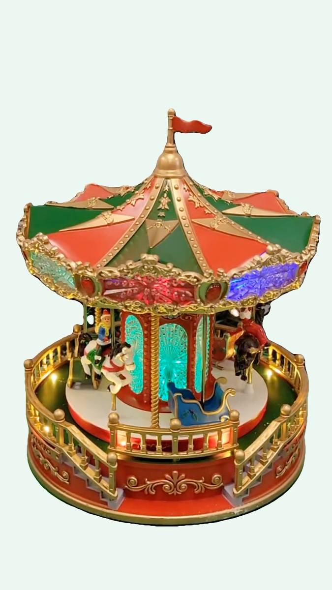 Wizardi Christmas Carousel Decoration. Christmas Village F07M4-11