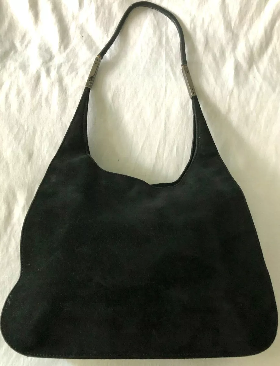 Gucci Black Suede Monogram Hobo Shoulder Bag