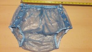 2XL 35"-42" WAIST ADULT BABY BLUE SNAP PLASTIC PANTS IN PVC SIZE XXL 