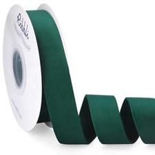 10-Yard 1 Inch Forest Green Double Faced Velvet Ribbon Spool for Christmas