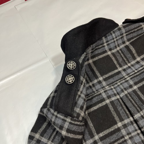 CRUEL EMO zip Jacket, Military Coat Black Gray Plaid Wool Blend Steampunk Goth S - Picture 19 of 19
