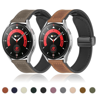 Hybrid Leather + Silicone Band for Samsung Galaxy Watch 6 5 4 3 Active 2 40/44mm