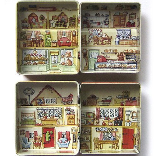 9 DANA KUBICK MINI ENGLISH DOLL HOUSE & SHOP TIN BOX Christmas