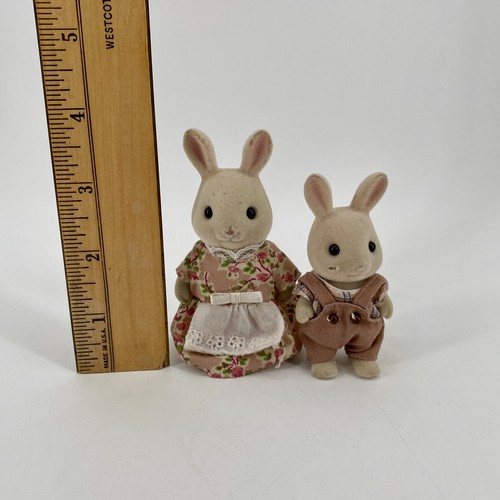 Calico Critters Sweetpea Rabbit Family of 2 Sylvanian Families Mom Brother READ - Picture 5 of 5