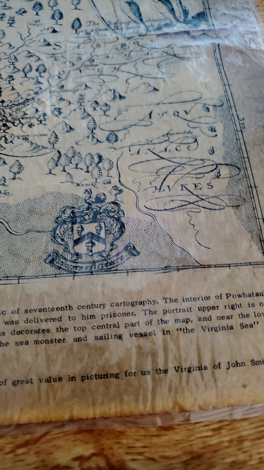 Antique Reproduction of 1612 Virginia Map Made by Virginia Historical Society