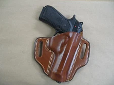 Taurus PT 92, 99, 100, 101 OWB Leather 2 Slot Molded Pancake Belt Holster TAN RH