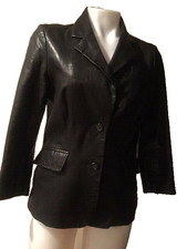 Elizabeth & James Shrunken Black Distressed Leather Blazer Jacket # 2006