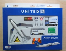 UNITED AIRLINES AIRPLANE AIRPORT PLAYSET TRUCK SIGNS ETC DARON TOYS DIECAST