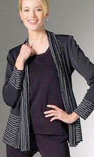 Misook Chocolate Brown White Knit Shawl Jacket M