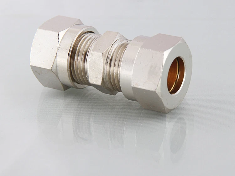 PNEUMAX Compression Straight Connectors Pipe Repair,Tube to Tube Joiners Brass Nickel NP