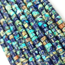 3x6mm Blue Green Natural Sediment Jasper Heishi Spacer Beads for Jewelry Making