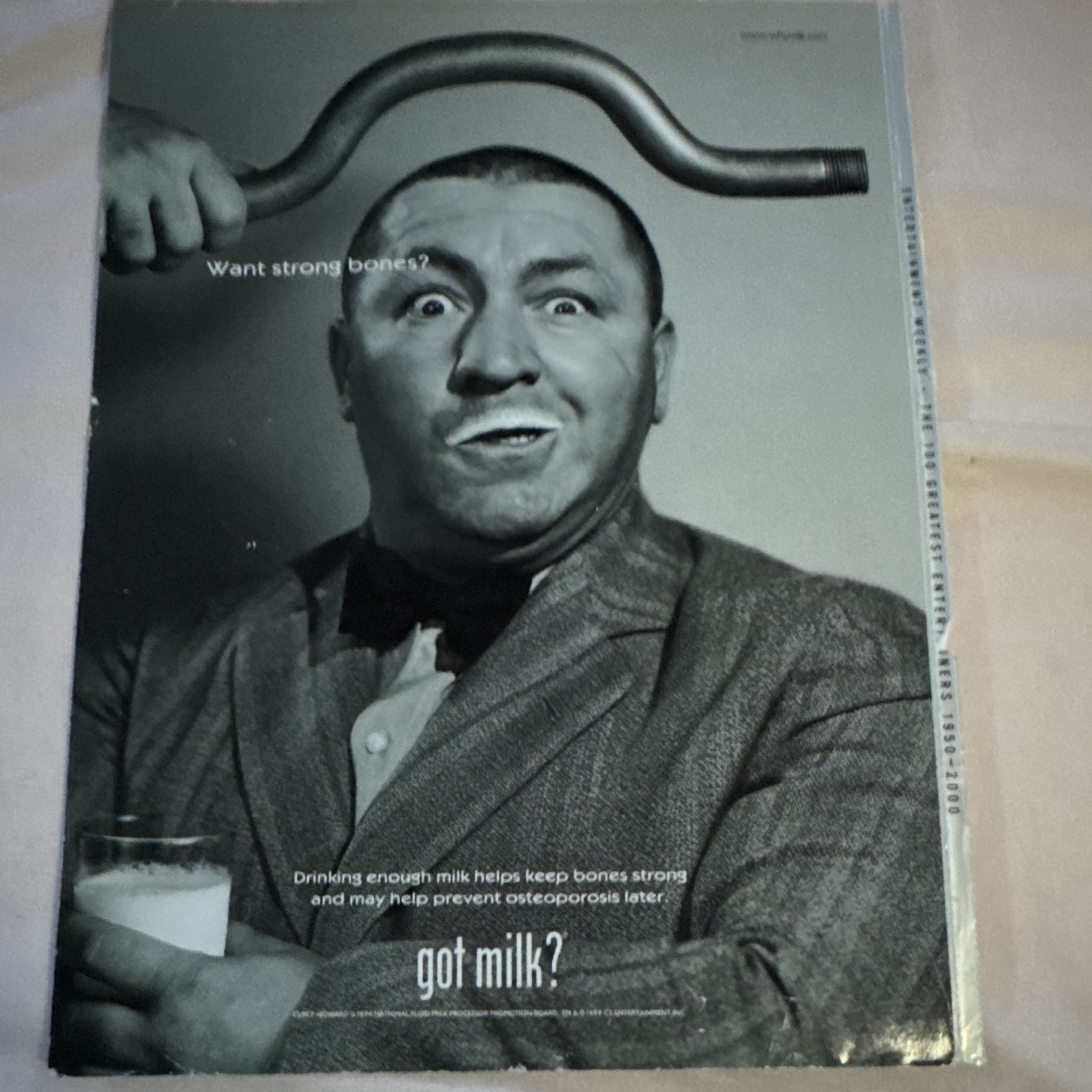 got milk? Osteoporosis Milk Bones Strong Print Ad 1998 Gray Black White